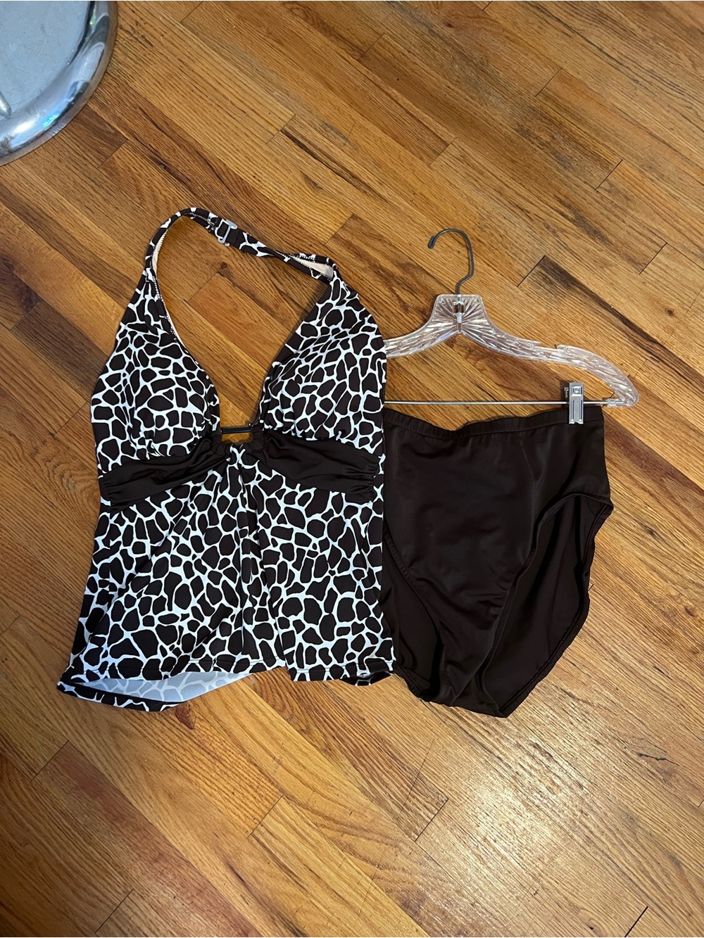 Caribbean Joe Black & White Halter Swim Tankini Coverup